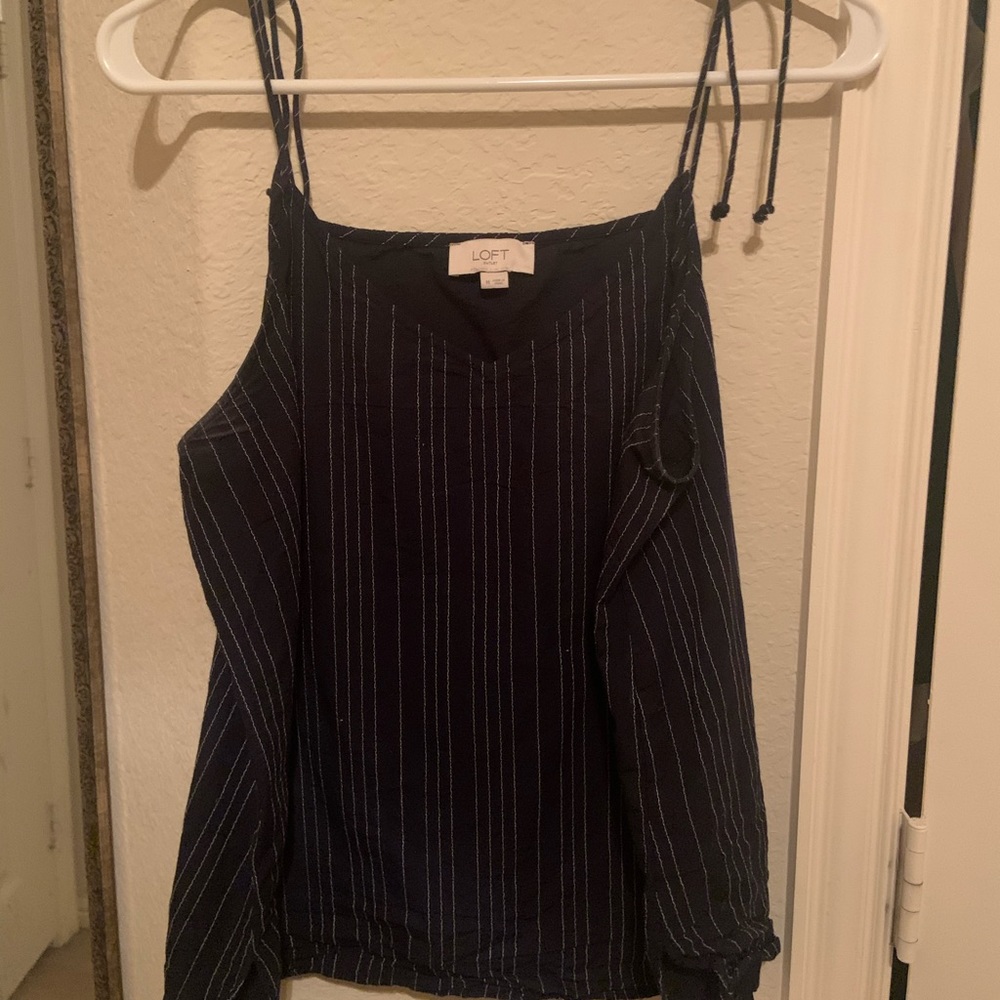 Navy blue striped top LOFT